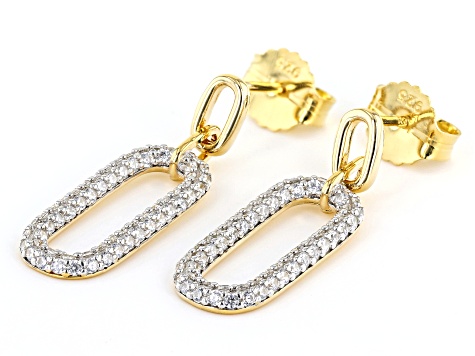 White Cubic Zirconia Rhodium And 18k Yellow Gold Over Sterling Silver Paperclip Earrings 1.78ctw