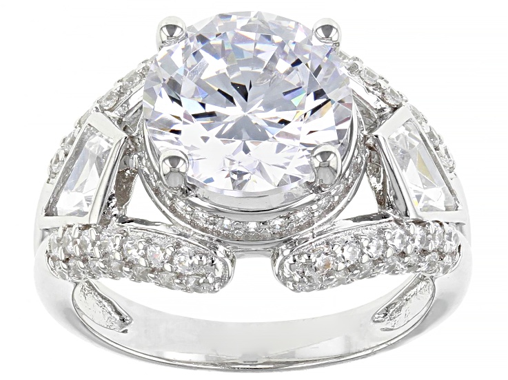 White Cubic Zirconia Rhodium Over Sterling Silver Ring 9.48ctw