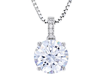 Picture of White Cubic Zirconia Rhodium Over Sterling Silver Pendant With Chain 6.04ctw