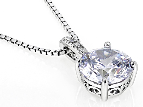 White Cubic Zirconia Rhodium Over Sterling Silver Pendant With Chain 6.04ctw