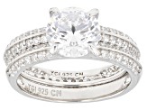 White Cubic Zirconia Rhodium Over Sterling Silver Ring With Band 4.14ctw
