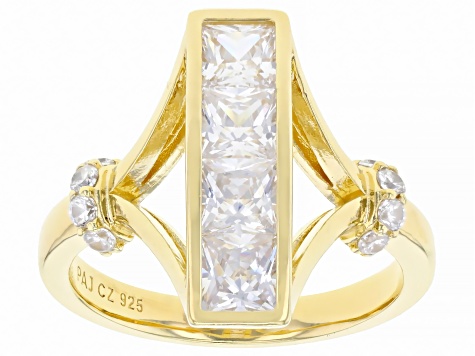 White Cubic Zirconia 18k Yellow Gold Over Sterling Silver Ring 2.33ctw