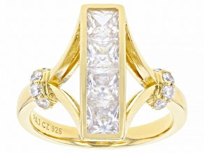 White Cubic Zirconia 18k Yellow Gold Over Sterling Silver Ring 2.33ctw