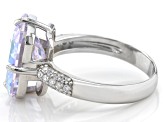 Aurora Borealis And White Cubic Zirconia Rhodium Over Sterling Silver Ring 10.35ctw