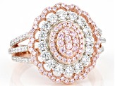 Pink And White Cubic Zirconia 18k Rose Gold Over Sterling Silver Ring 1.97ctw