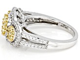 Yellow And White Cubic Zirconia Rhodium Over Sterling Silver Ring 1.60ctw