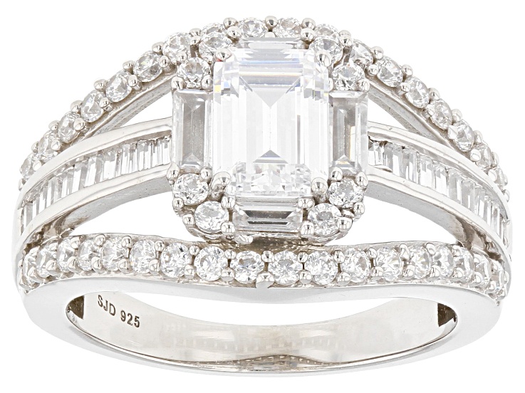 White Cubic Zirconia Rhodium Over Sterling Silver Ring 3.25