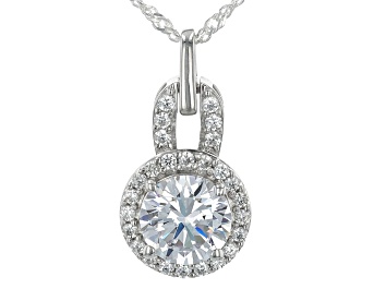 Picture of White Cubic Zirconia Rhodium Over Sterling Silver Pendant With Chain 3.90ctw