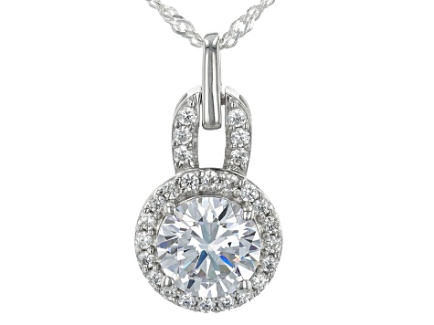 White Cubic Zirconia Rhodium Over Sterling Silver Pendant With Chain 3.90ctw