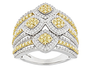 Picture of Yellow And White Cubic Zirconia Rhodium Over Sterling Silver Ring 2.70ctw