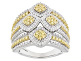 Yellow And White Cubic Zirconia Rhodium Over Sterling Silver Ring 2.70ctw