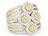 Yellow And White Cubic Zirconia Rhodium Over Sterling Silver Ring 2.70ctw