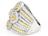 Yellow And White Cubic Zirconia Rhodium Over Sterling Silver Ring 2.70ctw