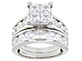 White Cubic Zirconia Rhodium Over Sterling Silver Ring With Band 6.20ctw