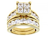 White Cubic Zirconia 18k Yellow Gold Over Sterling Silver Ring With Band 6.20ctw