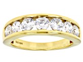 White Cubic Zirconia 18k Yellow Gold Over Sterling Silver Ring With Band 6.20ctw