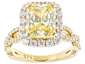 Yellow And White Cubic Zirconia 18k Yellow Gold Over Sterling Silver Ring 7.54ctw