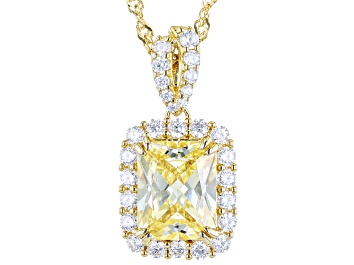 Picture of Yellow And White Cubic Zirconia 18k Yellow Gold Over Sterling Silver Pendant With Chain 7.36ctw
