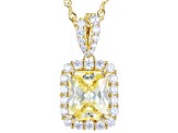 Yellow And White Cubic Zirconia 18k Yellow Gold Over Sterling Silver Pendant With Chain 7.36ctw