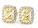 Yellow And White Cubic Zirconia 18k Yellow Gold Over Sterling Silver Earrings 10.02ctw