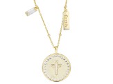 White Cubic Zirconia 18k Yellow Gold Over Sterling Silver Cross Necklace 1.12ctw