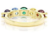 Green Lab Spinel & Multi Color Cubic Zirconia 18k Yellow Gold Over Sterling Silver Ring 3.43ctw