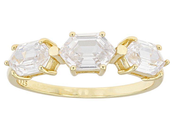 White Cubic Zirconia 18k Yellow Gold Over Sterling Silver