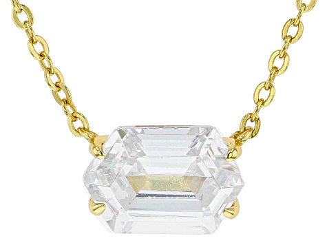 White Cubic Zirconia 18k Yellow Gold Over Sterling Silver Necklace 3.54ctw
