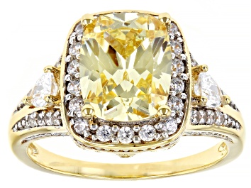 Picture of Yellow And White Cubic Zirconia 18k Yellow Gold And Rhodium Over Sterling Silver Ring 6.26ctw