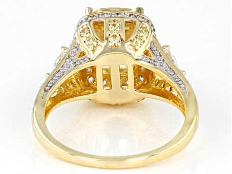 Yellow And White Cubic Zirconia 18k Yellow Gold And Rhodium Over Sterling Silver Ring 6.26ctw
