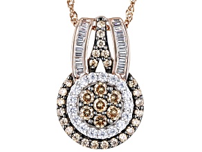 Champagne And White Cubic Zirconia 18k Rose Gold Over Sterling Silver Pendant With Chain 2.30ctw