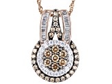 Champagne And White Cubic Zirconia 18k Rose Gold Over Sterling Silver Pendant With Chain 2.30ctw