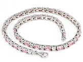 Pink And White Cubic Zirconia Rhodium Over Sterling Silver Anklet 12.48ctw