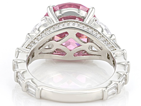Bague Dôme En Argent 935 Avec Zirconium Cubique Blanc Et Rose - Taille 7, Sur Mesure - Neuf