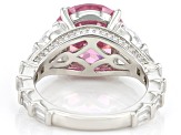 Pink And White Cubic Zirconia Platinum Over Sterling Silver Ring 16.35ctw