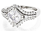 White Cubic Zirconia Platinum Over Sterling Silver Asscher Cut Ring 3.81ctw