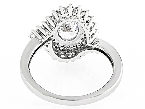 White Cubic Zirconia Rhodium Over Sterling Silver Ring 2.97ctw