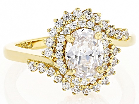 White Cubic Zirconia 18k Yellow Gold Over Sterling Silver Ring 2.97ctw