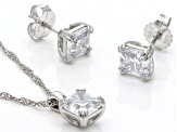 White Cubic Zirconia Platinum Over Sterling Silver Asscher Cut Jewlery Set 8.22ctw