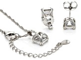 White Cubic Zirconia Platinum Over Sterling Silver Asscher Cut Jewlery Set 8.22ctw