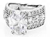 White Cubic Zirconia Rhodium Over Sterling Silver Ring 13.54ctw