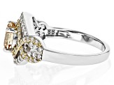 Champagne And White Cubic Zirconia Rhodium & 14k Yellow Gold Over Sterling Silver Ring 3.09ctw