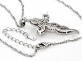White Cubic Zirconia Rhodium Over Sterling Silver Cross Pendant With Chain 0.96ctw