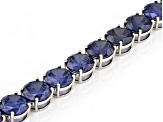 Blue Cubic Zirconia Rhodium Over Sterling Silver Tennis Bracelet 91.78ctw