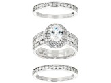 White Cubic Zirconia Rhodium Over Sterling Silver Ring Set 4.70ctw