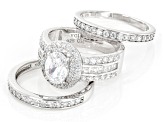 White Cubic Zirconia Rhodium Over Sterling Silver Ring Set 4.70ctw