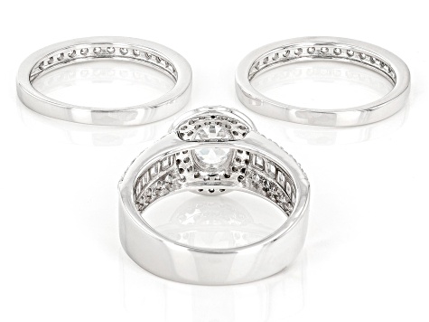 White Cubic Zirconia Rhodium Over Sterling Silver Ring Set 4.70ctw