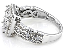White Cubic Zirconia Rhodium Over Sterling Silver Ring 1.89ctw
