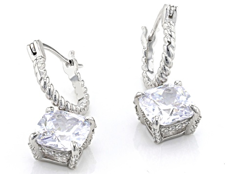 White Cubic Zirconia Rhodium Over Sterling Silver Earrings 8.37ctw