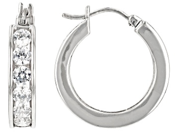 Picture of White Cubic Zirconia Rhodium Over Sterling Silver Hoops 3.25ctw